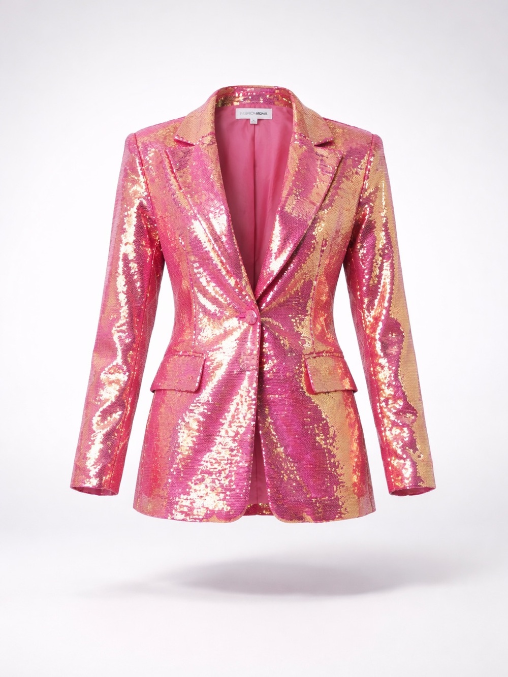 Fashion Nova Pink and Gold Sequin Blazer - Picture 2 of 15